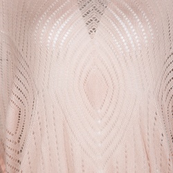 Pre Owned RED Valentino Pale Pink Perforated Knit Waist Tie Detail Top M