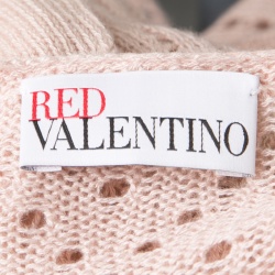 Pre Owned RED Valentino Pale Pink Perforated Knit Waist Tie Detail Top M