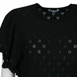 Red Valentino Black Perforated Knit Flutter Sleeve Crop Top M