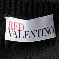 Red Valentino Black Perforated Knit Flutter Sleeve Crop Top M