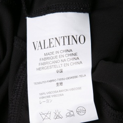 Pre Owned RED Valentino Black Ruffle Detail Long Sleeve Wrap Top M