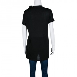 Pre Owned RED Valentino Black Jersey Bow Detail Short Sleeve Top XL