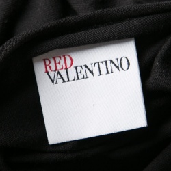 Pre Owned RED Valentino Black Jersey Bow Detail Short Sleeve Top XL