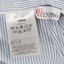 Pre Owned RED Valentino Blue and White Striped Cotton Froisse Wide Leg Pants M