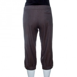 Pre Owned Red Valentino Brown Striped Wool Three Quarter Pants M