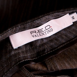 Pre Owned Red Valentino Brown Striped Wool Three Quarter Pants M