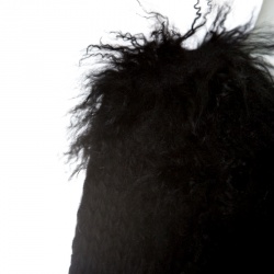 Red Valentino Black Tibet Sheep Fur Detail Wool Coat L