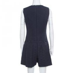 RED Valentino Navy Blue Jacquard Sleeveless Belted Playsuit M