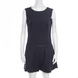 RED Valentino Navy Blue Jacquard Sleeveless Belted Playsuit M