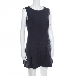RED Valentino Navy Blue Jacquard Sleeveless Belted Playsuit M