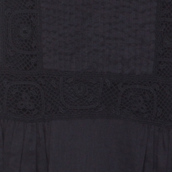 Pre Owned RED Valentino Black Cotton Pintucked Lace Trim Dress M