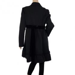 Pre Owned RED Valentino Velvet Trimming Black Coat L