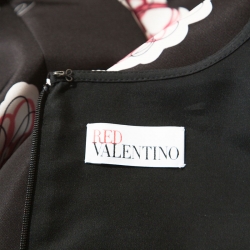 Pre Owned Red Valentino Black Floral Printed Sleeveless Cocktail Dress S