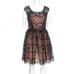 Black Floral Burnout Organza Short Dress
