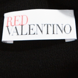 Pre Owned RED Valentino Black Wool Ruffle Trim Detail Long Sleeve Top M