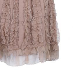 Pre Owned RED Valentino Beige Ruffle Tulle Dress L