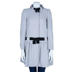 Pre Owned RED Valentino Grey Bow Detail Coat S