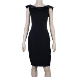 Pre Owned RED Valentino Black Ruffle Sheath Dress M