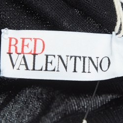 Pre Owned RED Valentino Black Mesh Trim Knit Long Sleeve Mini Dress L