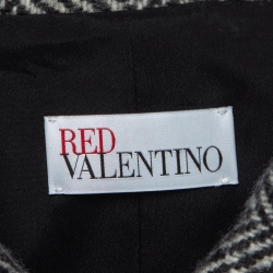 RED Valentino Monochrome Herringbone Wool Neck Tie Short Coat  L