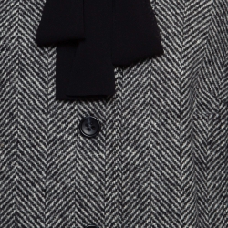 RED Valentino Monochrome Herringbone Wool Neck Tie Short Coat  L