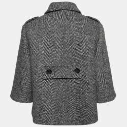 RED Valentino Monochrome Herringbone Wool Neck Tie Short Coat  L