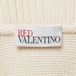 RED Valentino Cream Knit Ruffle Detail Cardigan S