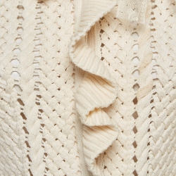 RED Valentino Cream Knit Ruffle Detail Cardigan S