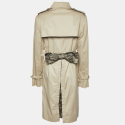 Pre Owned RED Valentino Beige Cotton Bow Detail Trench Coat L