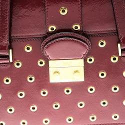 Pre Owned Red Valentino Red Patent Leather Eyelet Shoulder Bag