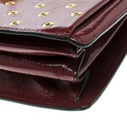 Pre Owned Red Valentino Red Patent Leather Eyelet Shoulder Bag