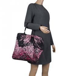 Pre Owned RED Valentino Multicolor Nylon and Leather Trimmed Bow Decorated Tote