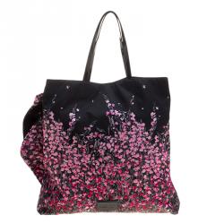 Pre Owned RED Valentino Multicolor Nylon and Leather Trimmed Bow Decorated Tote