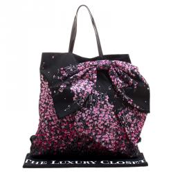 Pre Owned RED Valentino Multicolor Nylon and Leather Trimmed Bow Decorated Tote
