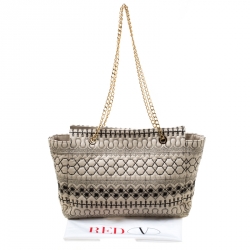 Pre Owned Red Valentino Beige Quilted Faux Leather Tote 