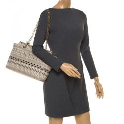 Pre Owned Red Valentino Beige Quilted Faux Leather Tote 