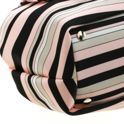 RED Valentino Multicolor Striped Bow Fabric Frame Satchel