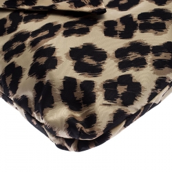 Pre Owned RED Valentino Black/Beige Leopard Print Nylon Bow Tote