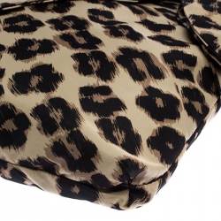 Pre Owned RED Valentino Black/Beige Leopard Print Nylon Bow Tote