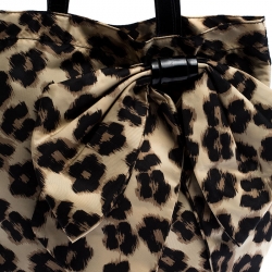 Pre Owned RED Valentino Black/Beige Leopard Print Nylon Bow Tote