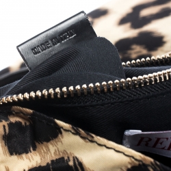 Pre Owned RED Valentino Black/Beige Leopard Print Nylon Bow Tote