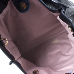 Red Valentino Navy Blue Crinkled Leather Bow Tote bag