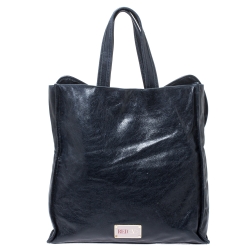 Red Valentino Navy Blue Crinkled Leather Bow Tote bag