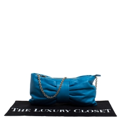 Red Valentino Blue Leather Bow Clutch Bag