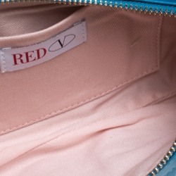 Red Valentino Blue Leather Bow Clutch Bag