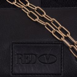 Pre Owned RED Valentino Black Satin And Lace Chain Strap Evening Bag