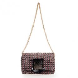 RED Valentino Purple Leather & Tweed Small Shoulder Bag