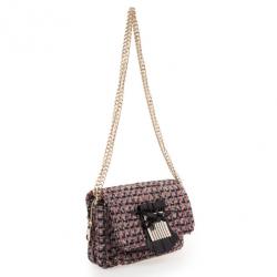 RED Valentino Purple Leather & Tweed Small Shoulder Bag