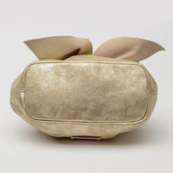 RED Valentino Gold Leather 'Studded Bow' Framed Shoulder Bag