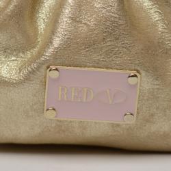 RED Valentino Gold Leather 'Studded Bow' Framed Shoulder Bag